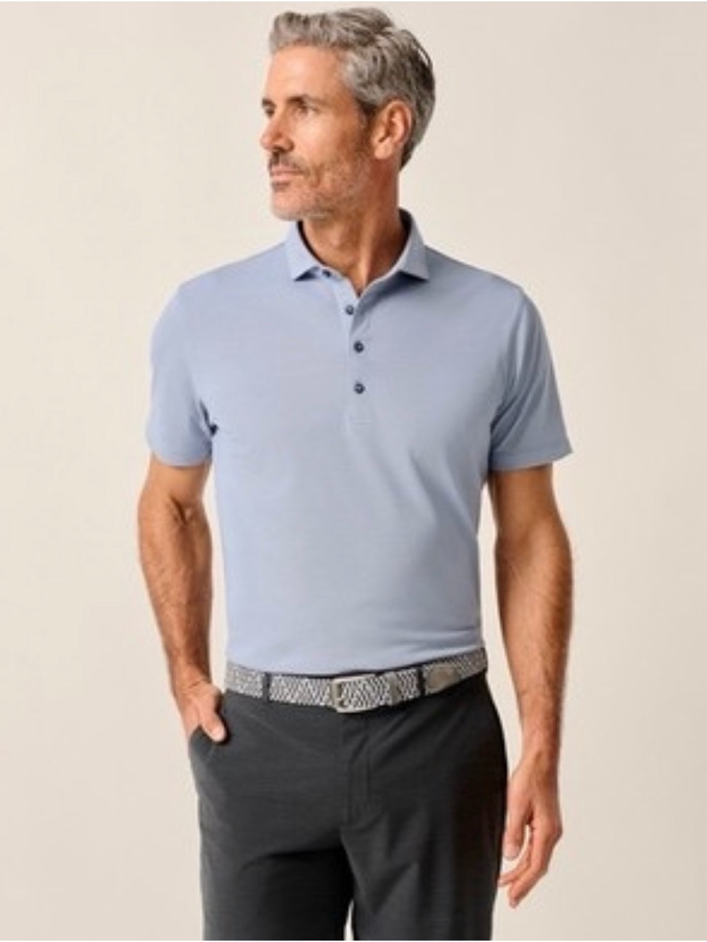 NWT JOHNNIE-O Clegg Performance Short Sleeve Polo Large Lake (blue/grey)